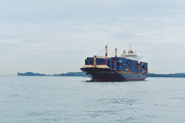 Cargo container ship representing alternative shipping routes